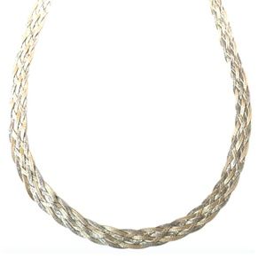 Sterling Silver Bicolor Braided Herringbone Chain